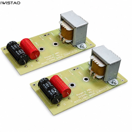 Two electronic circuit boards with transformers, red and black capacitors, and white printed text on a clean white background. The brand name 'IWISTAO' is visible in the top left corner.
