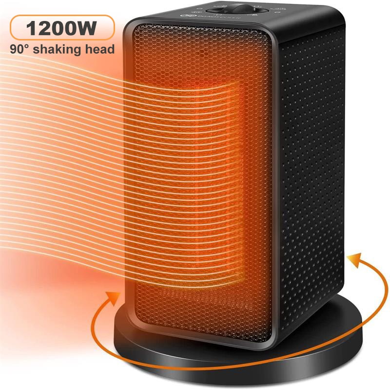 1200W Electric Heater Electric Heater Electric PTC Heater Fan Fast Heating Up Overheating Protection Home Desk Heater for Room Black JP