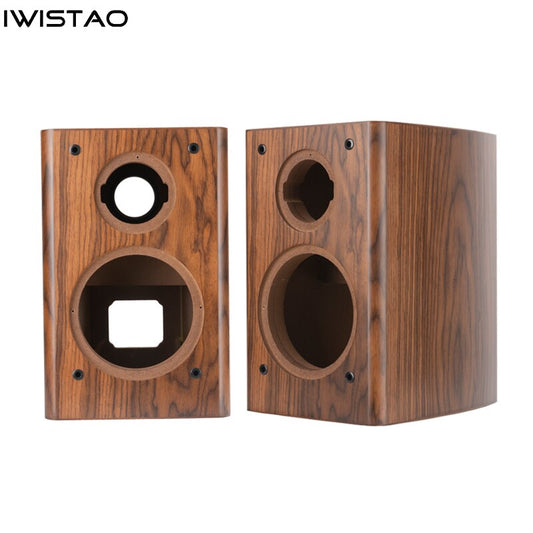 IWISTAO 6.5 Inch 2 Way Empty Speaker Cabinet 1 Pair Drum Shape 18mm High-density Fiberboard Black Walnut Solid Veneer Inverted HIFI DIY