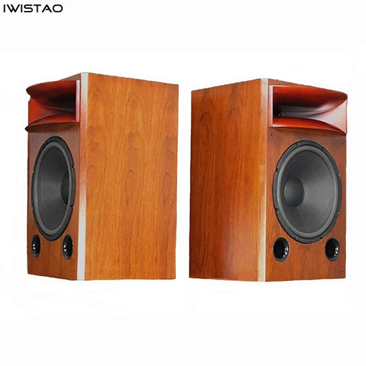 IWISTAO HIFI 15 Inch 2-way Speaker 1 Piece Birch Wood Cabinet 8 ohm 40HZ-20KHZ 200W Solid Wood Horn Inverted Phase for Tube Amp