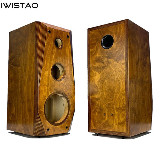 IWISTAO HIFI 3 Way 6.5 Inches Bookshelf Birch Plywood Empty Speaker Cabinet 1 Pair Diamond Corner Back Inverted For Tube Amp