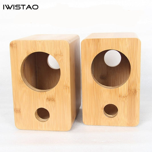 IWISTAO HIFI 4 Inches Full Range Speaker Empty Enclosure Bamboo Inverted 1 Pair for Tube Amp