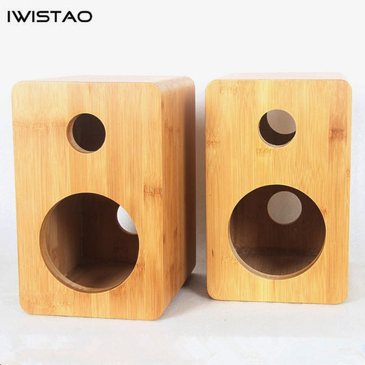 IWISTAO HIFI 5 Inches 2 Way Speaker Empty Enclosure Inverted 1 Pair Bamboo for Tube Amplifier