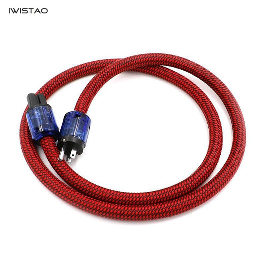 IWISTAO HIFI Power Cord American 99.99% 4N OFC Wires 4 Square 1.5M Pure Copper Rhodium-plated Plugs