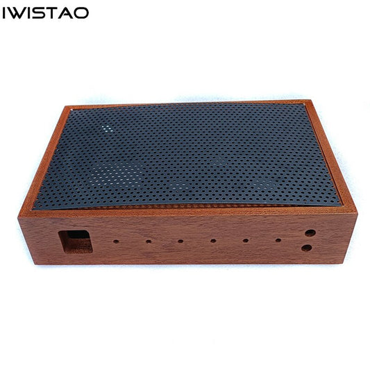 IWISTAO Tube Amplifier Casing Chassis Sapele Wood Frame for 6v6/6P6P/5Z4P rectifier DIY Black Top Plate Holes Cut DIY HIFI Audio