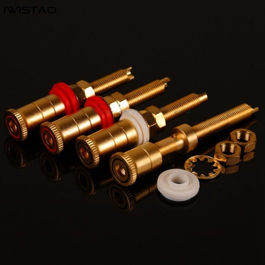 Lengthened Terminal Speaker Terminals Amp Copper Sand Gold Plated Screw length 40mm Red and Black