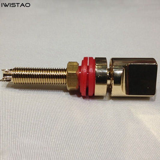 Lengthened Terminal Speaker Terminals Amplifier Pure Copper Gold Plated overall length 72mm Red and Black HIFI