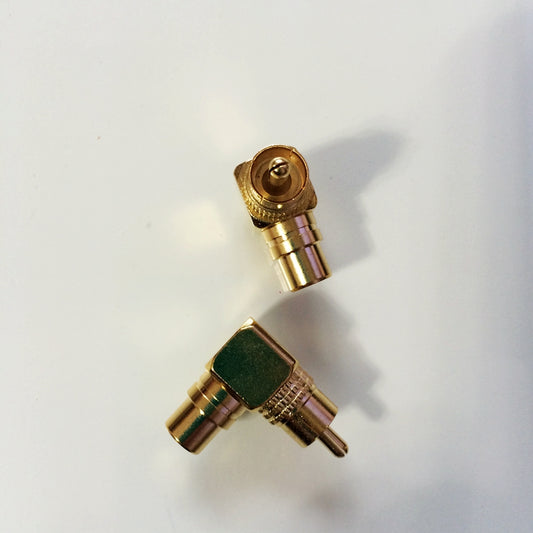 RCA Male to Female HIFI AV Amplifier Speakers Right Angle Gold-plated Pure Copper