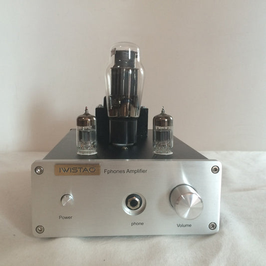 IWISTAO HIFI Pure Tube Earphone Amplifier 6N3 SRPP Drive 6N5P 32- 600 Ohms Output Power 1W Stereo Aluminum Case Black Voice