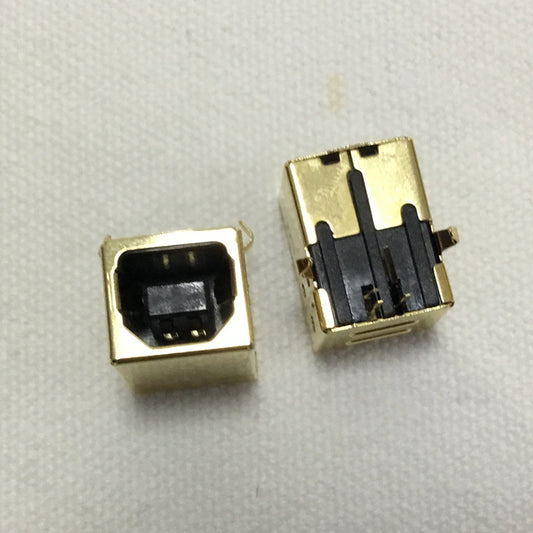 USB B Type Female 90 Degree DIP Connector Gold-plated 3u Thickness for HIFI Decoder Accessories