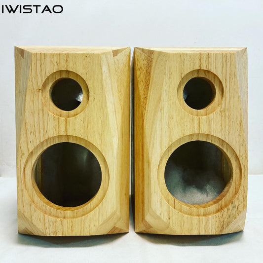 IWISTAO HIFI 2 Way Bookshelf Solid Wood Empty Speaker Cabinet 5 Inch 1 Pair Diamond 11L Cut Corner for Tube Amplifier