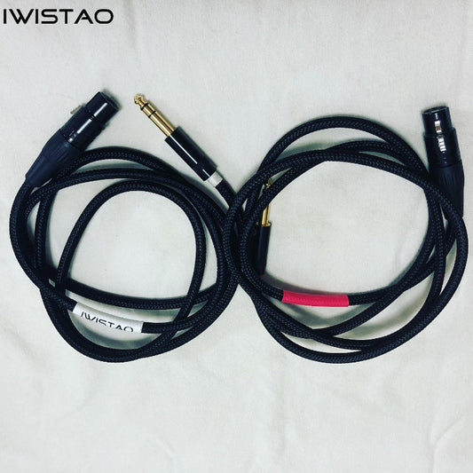 IWISTAO 6.35mm TRS - XLR HIFI オーディオ TRS メス キャノン バランス ケーブル 金メッキ コンタクト Choseal 4N OFC ブラック