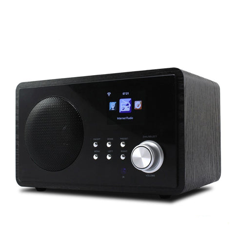 WIFI Radio Internet Web FM Radios 5W RMS Color Screen Clock and Alarm Wooden Casing
