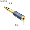IWISTAO 6.5mm Female to 3.5mm Male Audio Convertor Whole Metal Shell OFC for Karaoke Microphone