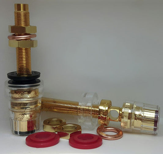 Lengthened Terminal Original CMC 858-L Speaker Terminals Amplifier Copper Gold Plated Overall Length 64mm Red and Black