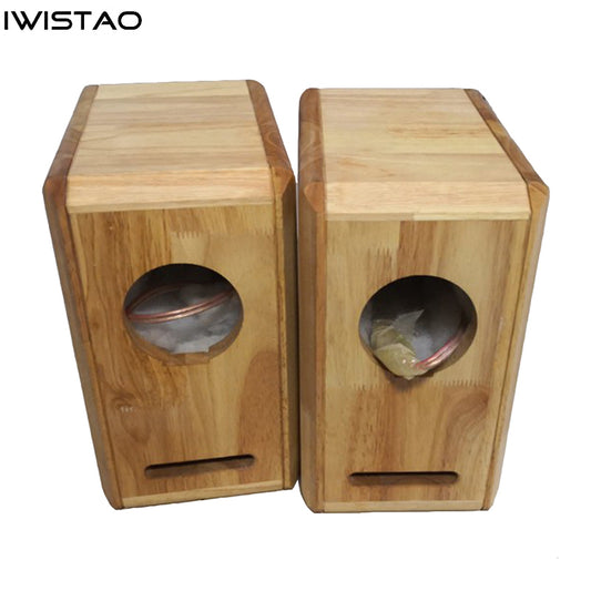 IWISTAO HIFI 4 Inches Full Range Speaker Empty Cabinet 1 Pair Oak Labyrinth Structure Tube Amp