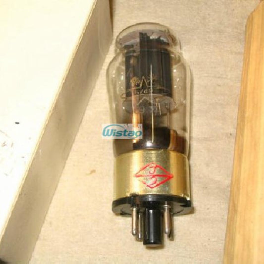 A rectifier tube with a metal base and plastic enclosure, marked with the model number 5Z4P.