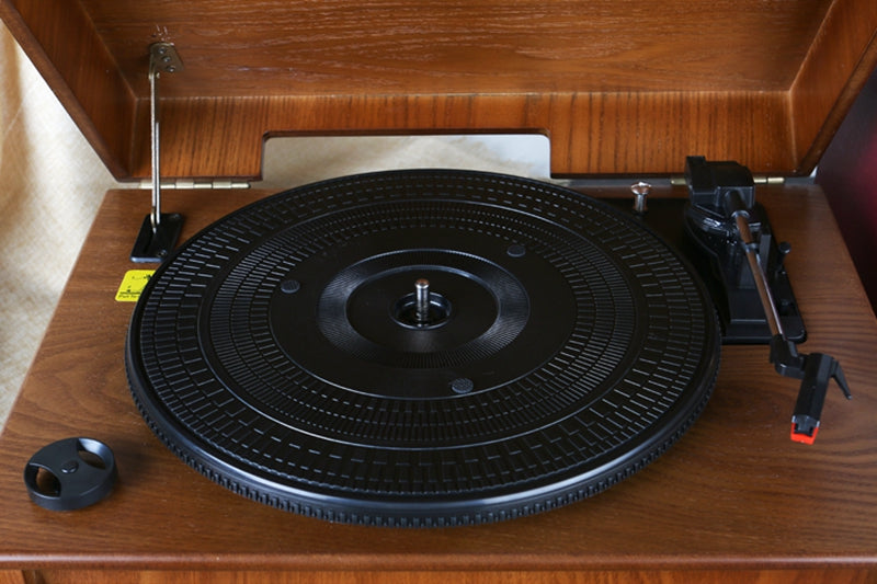 Gramophone Vintage en Bois, Platine Vinyle, Radio AM/FM, CD-MP3