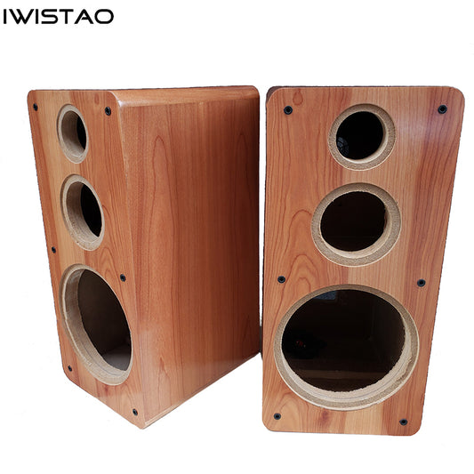 IWISTAO 10 Inch 3 Ways Bookshelf Empty Speaker Cabinet 1 Piece 18mm high-density Board natural Birch Wood Veneer Volume 45L HIFI Audio DIY