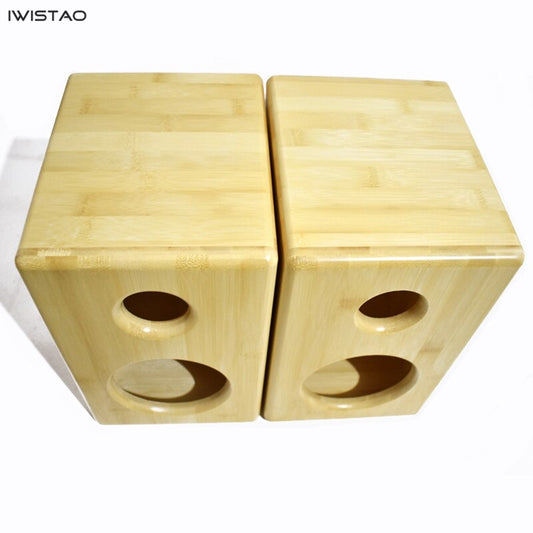 IWISTAO 2 Ways 4.5 Inches Bamboo Empty Enclosure 7.2L Install Speaker Units Inside Retro Style HIFI Audio