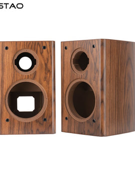 IWISTAO 6.5 Inch 2 Way Empty Speaker Cabinet 1 Pair Drum Shape 18mm High-density Fiberboard Black Walnut Solid Veneer Inverted HIFI DIY