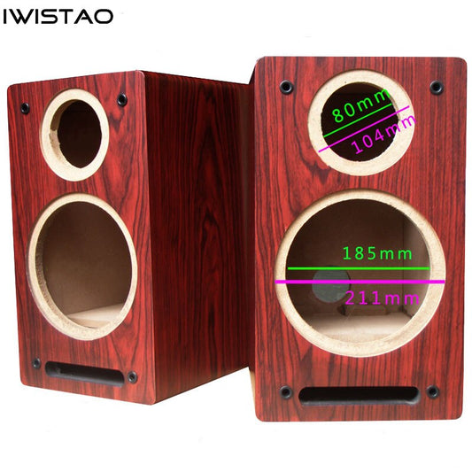 IWISTAO  8 Inch 2 Way Speaker Empty Cabinet Enclosure Labyrinth Structure 1 Pair 15mm High Density Board HIFI Audio DIY