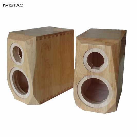 IWISTAO HIFI 2 Way Bookshelf Solid Wood Empty Speaker Cabinet 6.5/8 Inch 1 Pair Diamond Cut Corner 18 / 26L for Tube Amplifier