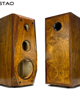 IWISTAO HIFI 3 Way 6.5 Inches Bookshelf Birch Plywood Empty Speaker Cabinet 1 Pair Diamond Corner Back Inverted For Tube Amp