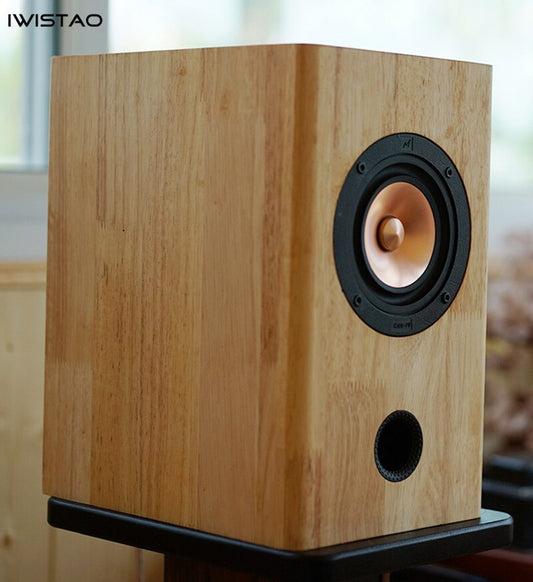 IWISTAO HIFI 4 Inch Finished Speaker Solid Wood Cabinet 1 Pair Inverted with Mark 4 inch Full Range Unit Metal Cone Audio