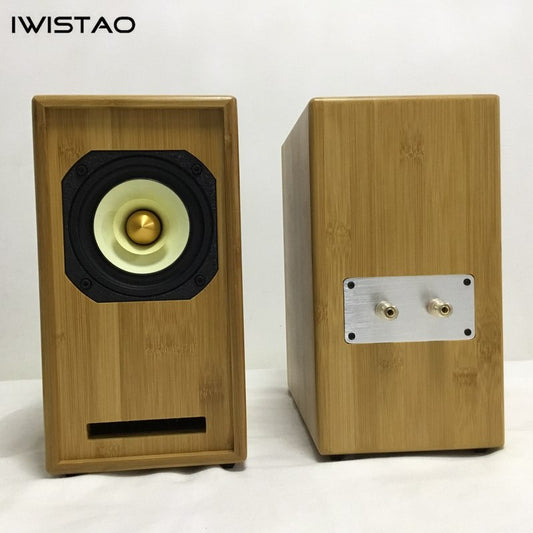 IWISTAO HIFI 4 Inches Full Range Labyrinth Speaker Cabinet Bamboo 2x60W Max 70Hz-22KHz 89dB