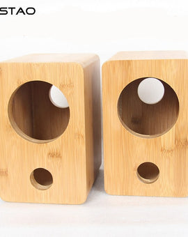 IWISTAO HIFI 4 Inches Full Range Speaker Empty Enclosure Bamboo Inverted 1 Pair for Tube Amp
