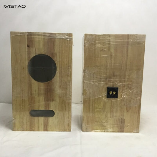 IWISTAO HIFI 6.5 Inches Full Range Speaker Empty Cabinet 1 Pair Solid Wood Inverted for Tube Amp DIY