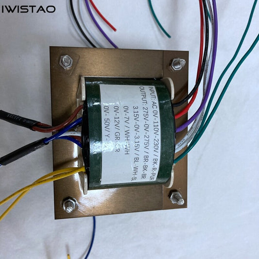 IWISTAO 튜브 앰프 전원 변압기 200W 275V-0-275V 3.15V 7V 12V 50V 실리콘 강판 무산소 구리 와이어 오디오 DIY