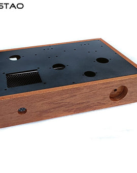 IWISTAO Tube Amplifier Casing Chassis Sapele Wood Frame for 6v6/6P6P/5Z4P rectifier DIY Black Top Plate Holes Cut DIY HIFI Audio