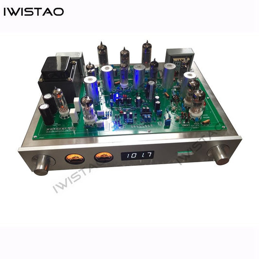 IWISTAO チューブ FM ステレオ ラジオ チューナー チューブ アンプ 6P1 2X3.5W 高感度 HIFI オーディオ 110/220V