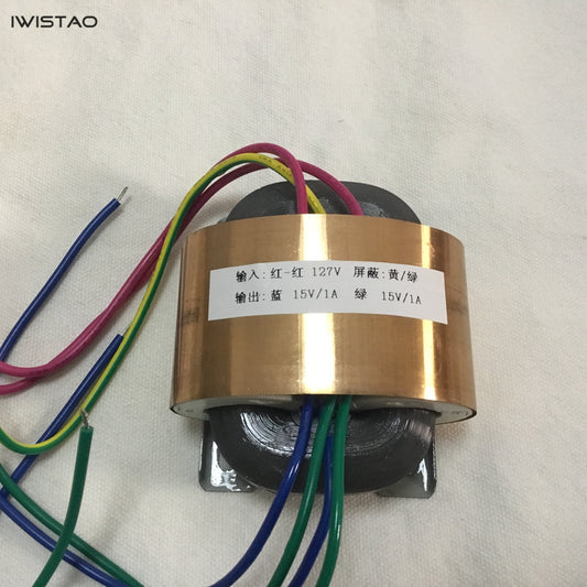 IWISTAO R タイプ トランス入力 AC 0-127V 出力 デュアル 15V / 1A 30W HIFI プリアンプ オーディオ用