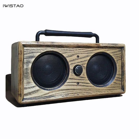IWISTAO 2x15W Bluetooth Speaker Handmade Vintage Solid Ashwood AUX U Disk MP3 WAV FLAC