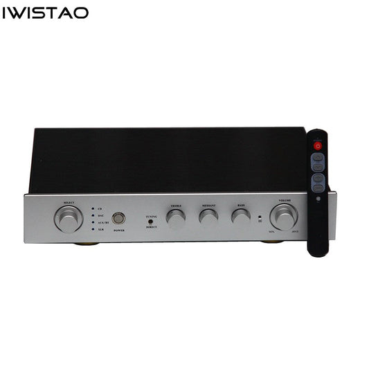 IWISTAO HIFI Transistors Preamplifier Tone Adjustment Tremble Midrange Bass Vacuum Tube Taste With Remote Control Bluetooth 5.1 Silver Front Panel110V/220V