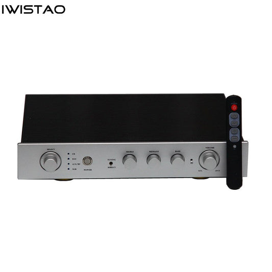 IWISTAO HIFI 트랜지스터 프리 앰프 톤 조정 Tremble Midrange Bass 진공관 맛 (원격 제어 포함) Bluetooth 5.1 실버 전면 Panel110V/220V