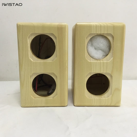 IWISTAO Dual Full Range Unit Empty Speaker Cabinet 1 Pair Pine Solid Wood for Peerless 2.5 Inch DIY