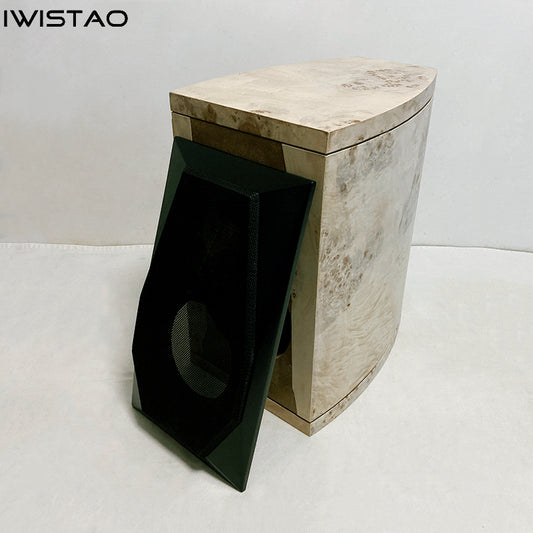 IWISTAO HIFI 6.5 인치 전체 범위 빈 스피커 캐비닛 1 쌍 18L MDF 보드 나무 결절 베니어 드럼 모양의 호박색 적갈색 반전 오디오 DIY