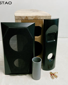 IWISTAO HIFI 2 Ways 6.5 Inch Full Range Empty Speaker Cabinet Kits 1 Pair 18L MDF Board Tree Nodules Veneer Drum-shaped Blank Inverted Audio DIY