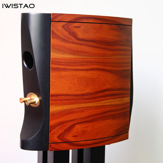 IWISTAO HIFI 2 Way 6.5 Inch Bookshelf Empty Speaker Cabinet 1 Pair Curved Shape Inverted Rosewood Wood Veneer 18.5L