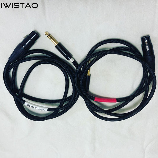 IWISTAO 6.35mm TRS to XLR Audio interfaces HIFI Audio TRS Female Cannon Balanced Cable Gold-plated Contacts Choseal 4N OFC Black