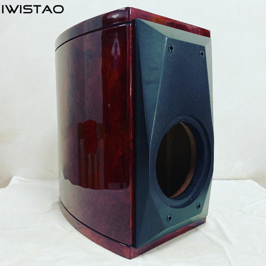 IWISTAO HIFI 6.5 인치 전체 범위 빈 스피커 캐비닛 1 쌍 18L MDF 보드 나무 결절 베니어 드럼 모양의 호박색 적갈색 반전 오디오 DIY