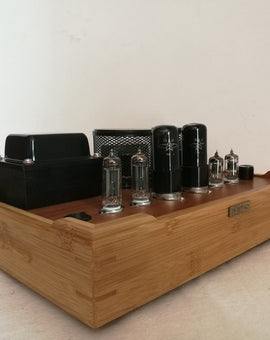 IWISTAO Single-ended Tube Amplifier Class A 2X4.8W 6J1 Drive 6P6P Retro-style Bamboo-wood Casing Scaffolding Soldering